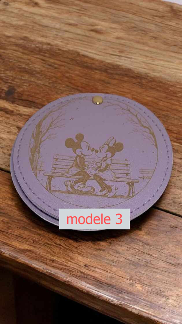Miniature : Miroir de poche . simili cuir