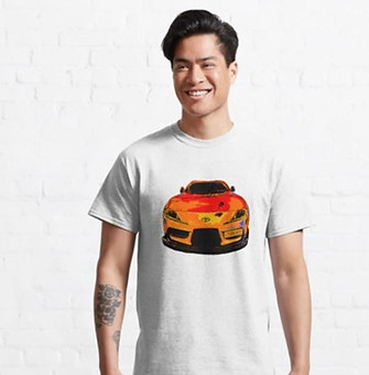 Red Toyota print on men's tee shirt