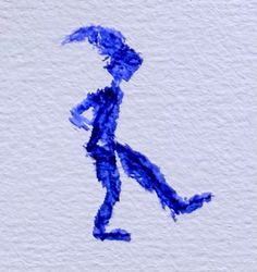 menselijke vormen, humanshapes, indigo, waterverf, aquarelpapier