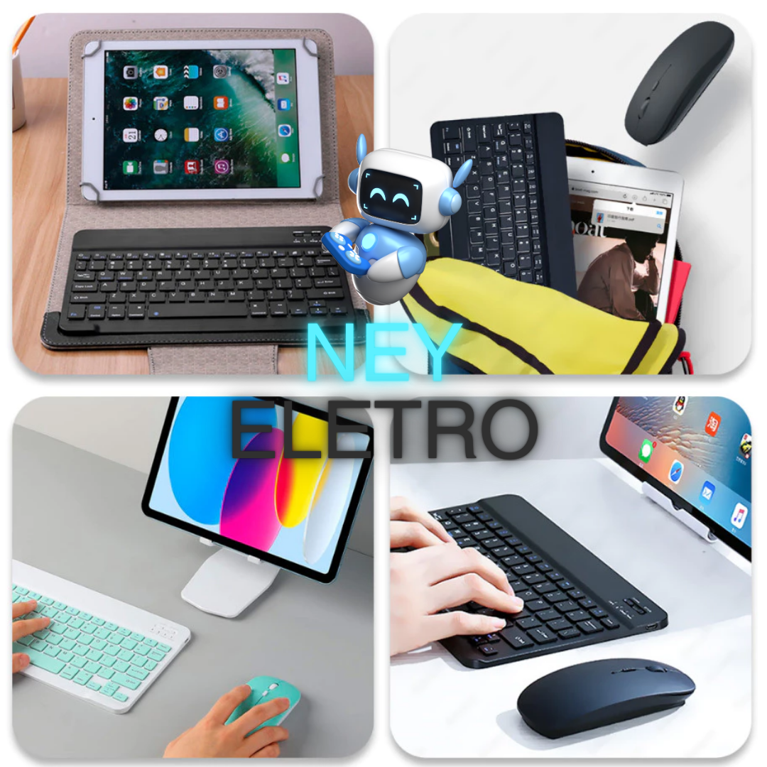 Kit Teclado E Mouse Bluetooth 5.2 Compatível Pc iPhone Android
