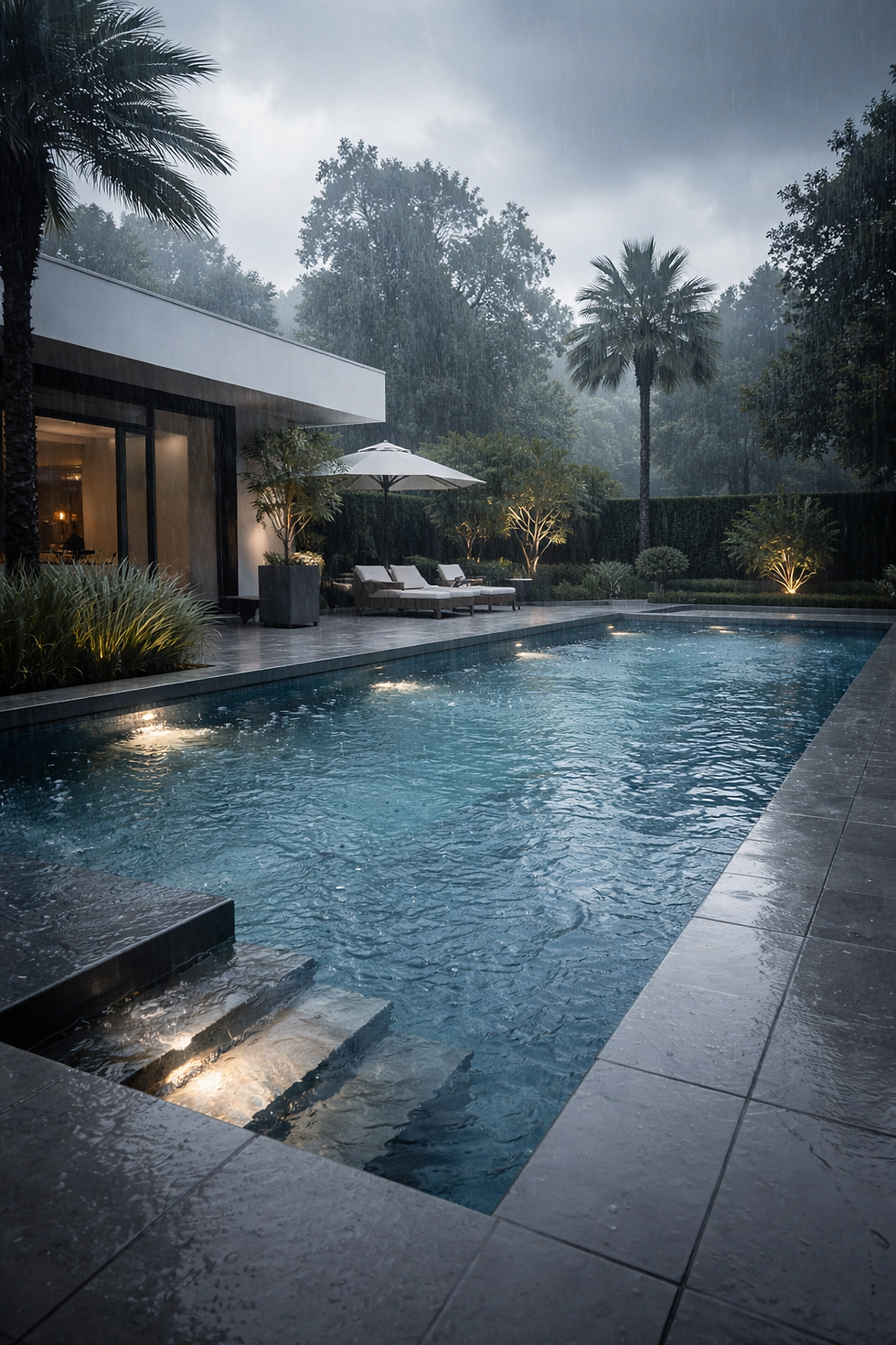 Fortes pluies et piscines