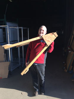 Volunteer and sawhorse