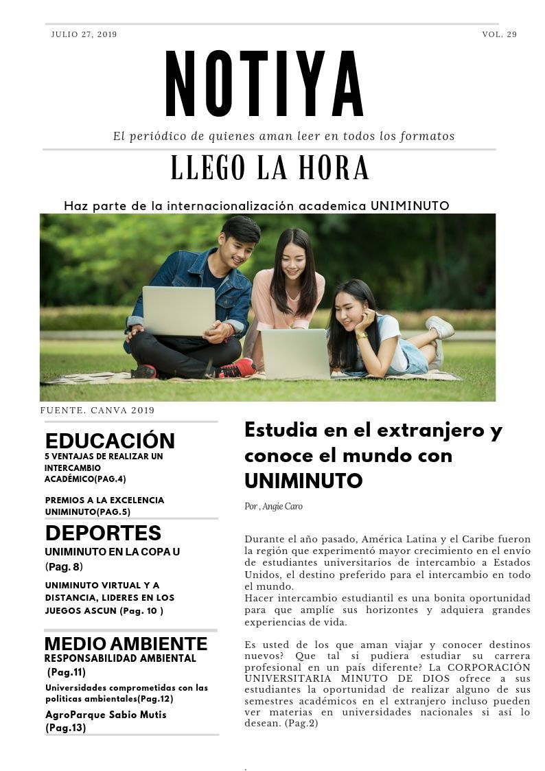 NOTIYA UNIMINUTO  El periódico de quienes aman leer en todos los formatos. Ingresa e Informate !!!! 