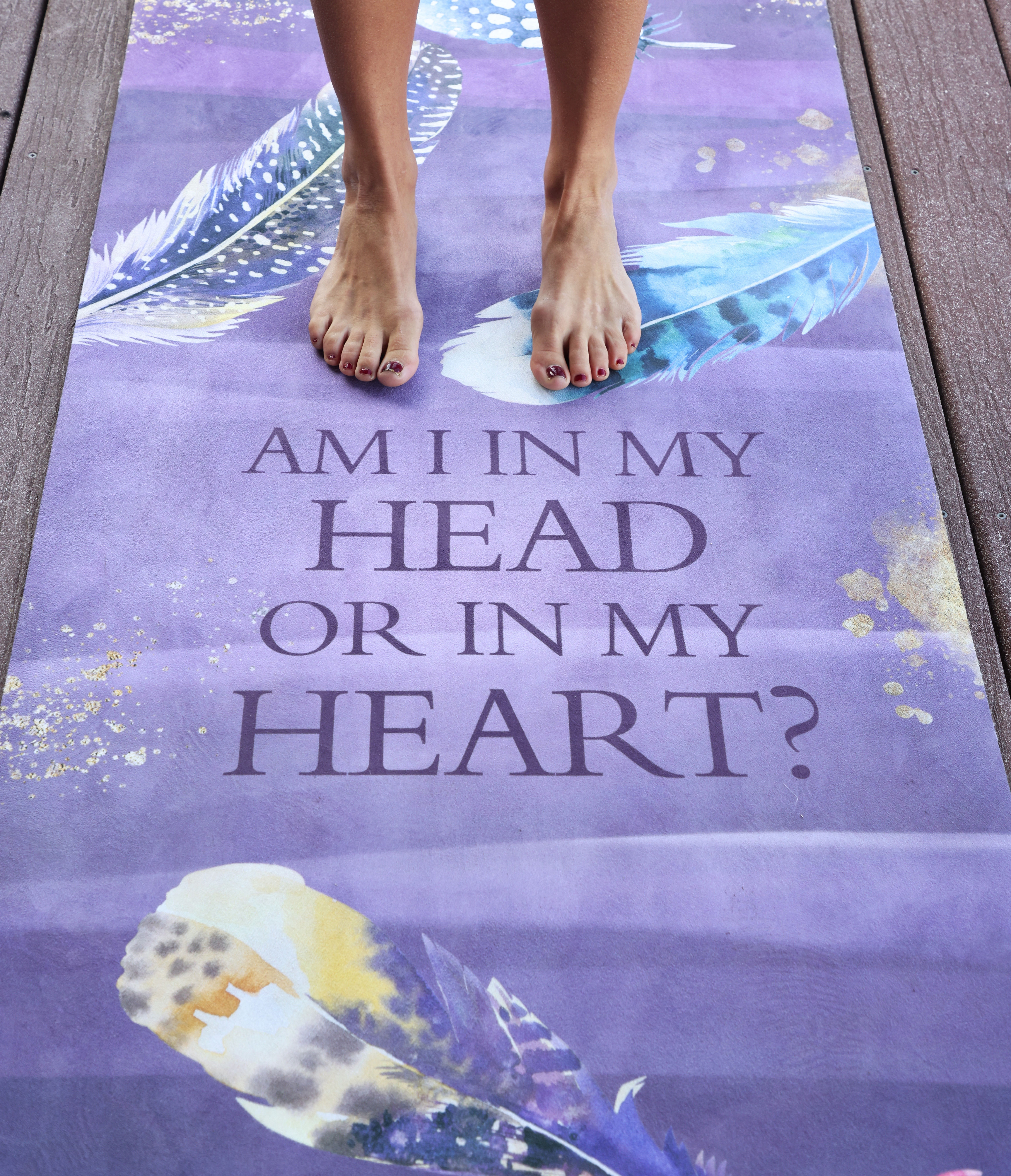 Am I in my head or heart? (Purple) Soul Intention Full Size Yoga Mat