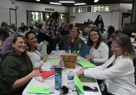 ladies making crafts