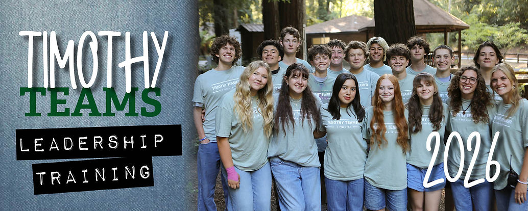 2026 Timothy Teams Leadership Training banner with group of smiling teens