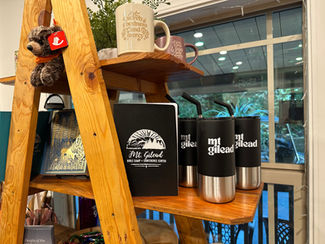mugs, cups, notebooks, carabiners
