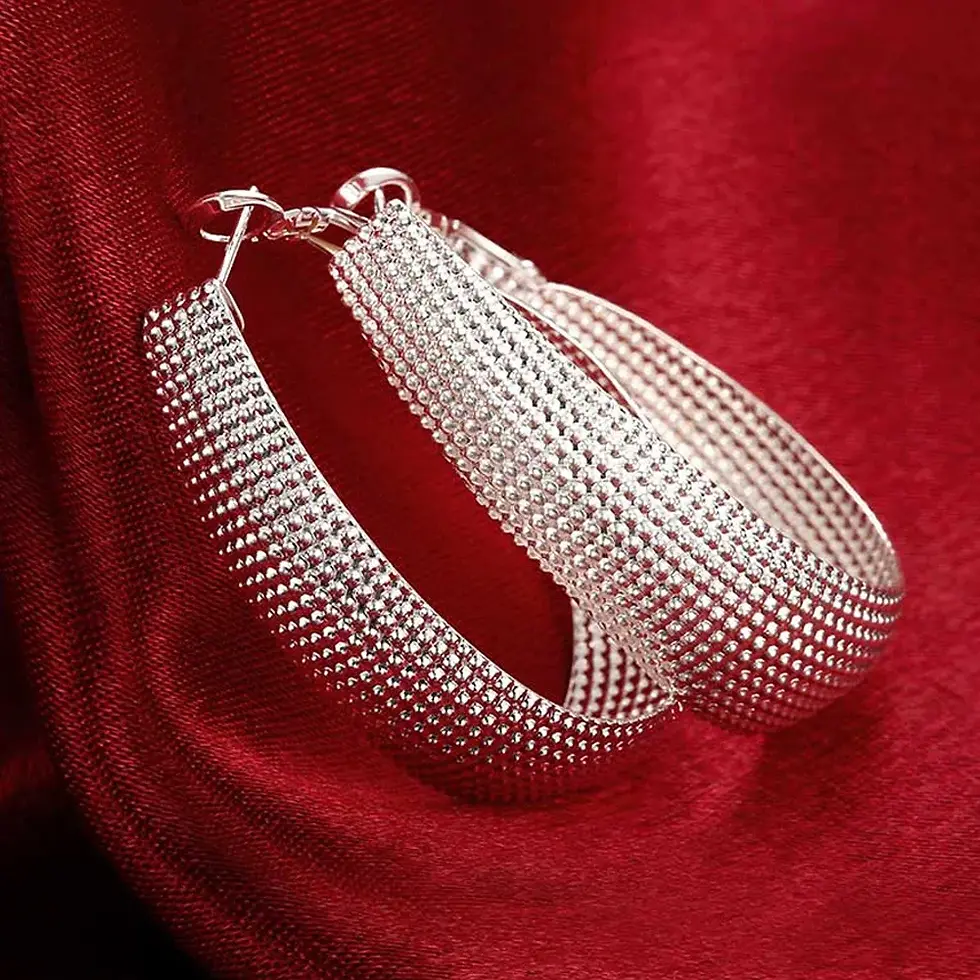 Thumbnail: Top Quality 925 Sterling Silver Earrings Simple Round Circle Hoop Earrings for