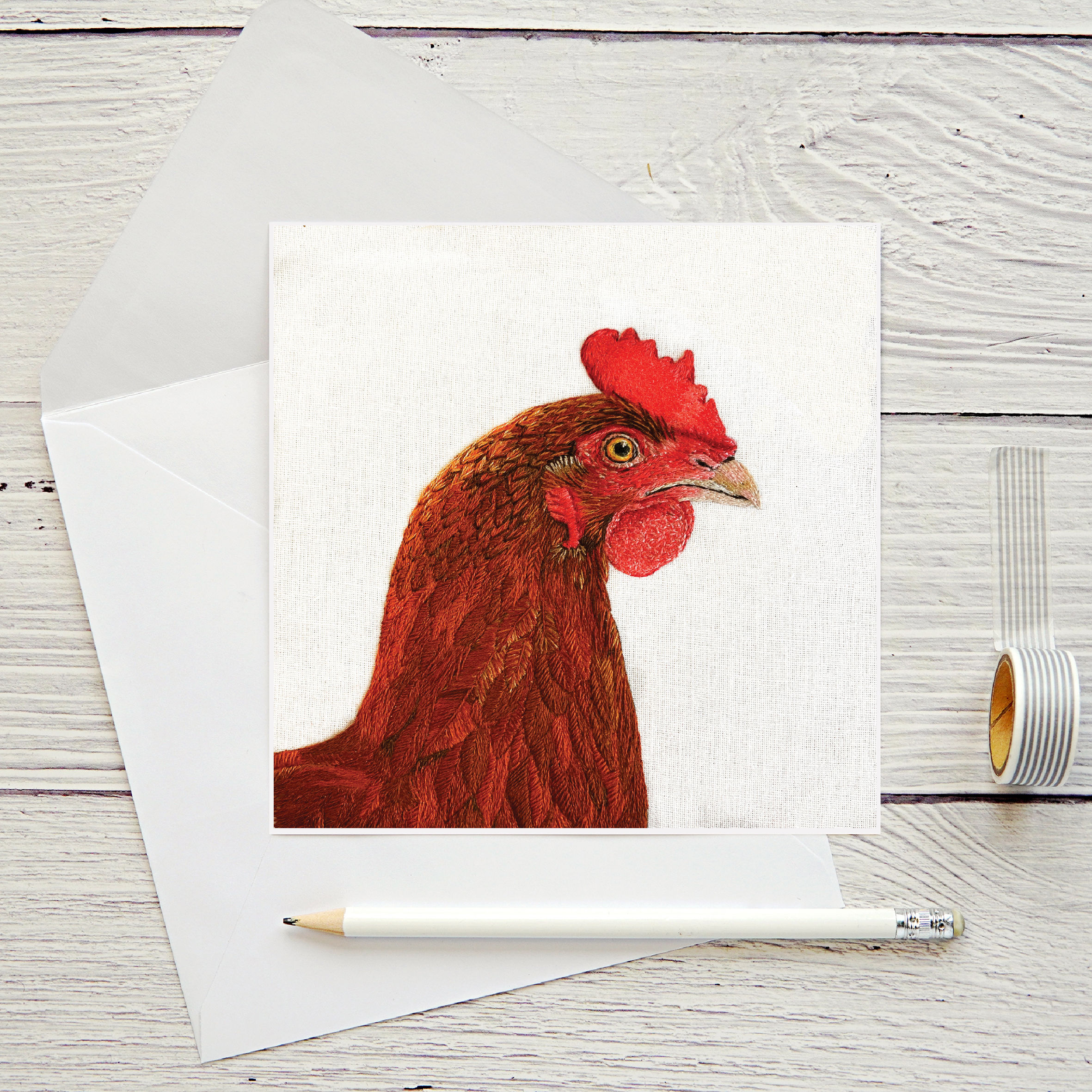 Hen Printed Greetings Card