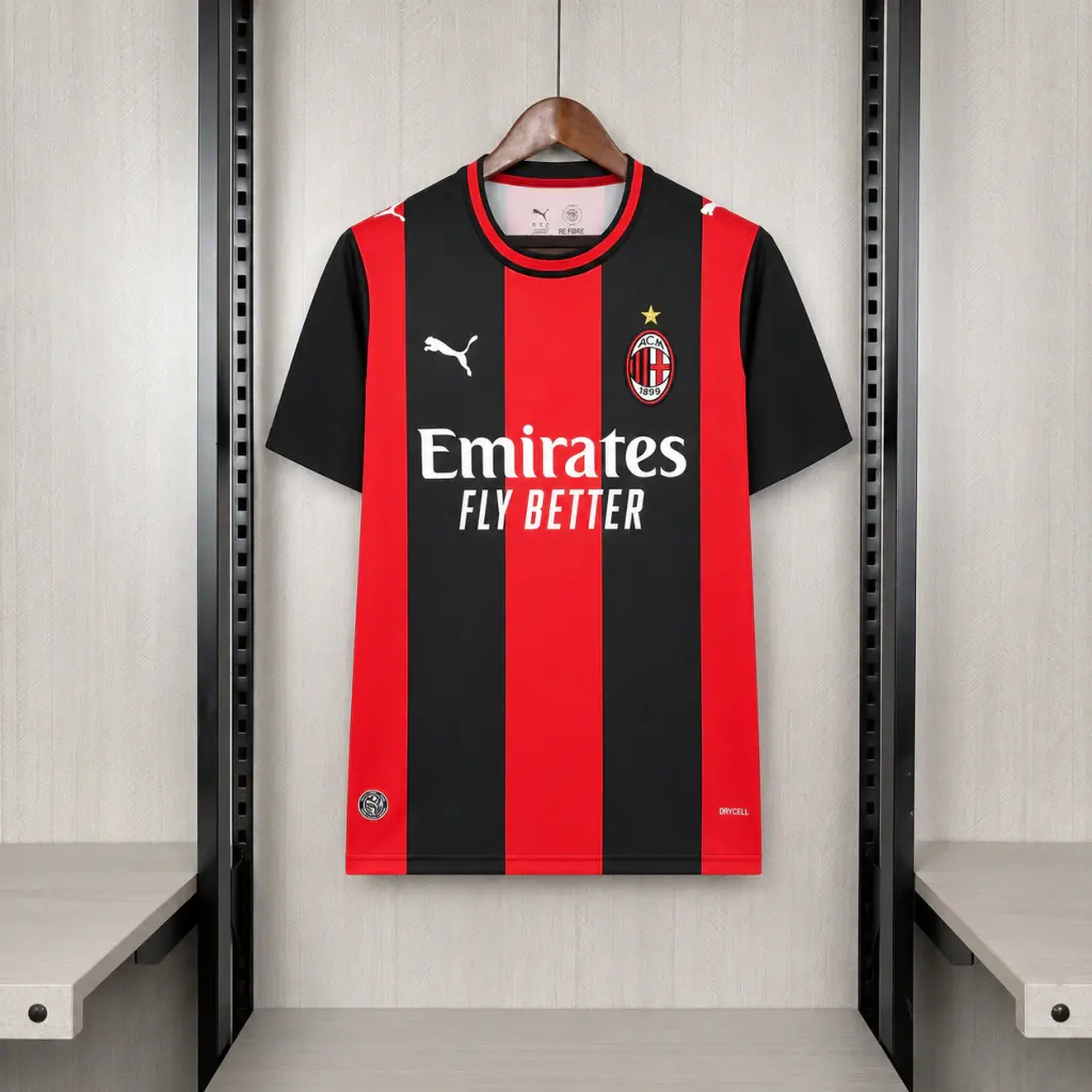 camisa-ac-milan-26-27-home-2026-2027-vermelha-preta-modelo-torcedor-modric-pulisic-rafa-leao-goncalo-ramos-nkunku-fofana-rabi