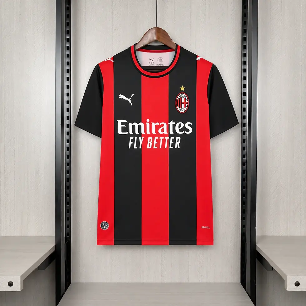 camisa-ac-milan-26-27-home-2026-2027-vermelha-preta-modelo-torcedor-modric-pulisic-rafa-leao-goncalo-ramos-nkunku-fofana-rabi