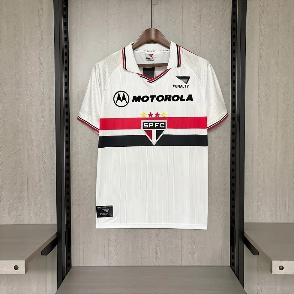 camisa-sao-paulo-home-casa-tricolor-2000-masculina-modelo-retro-branca-branco-preto-vermelho-penalti-motorola