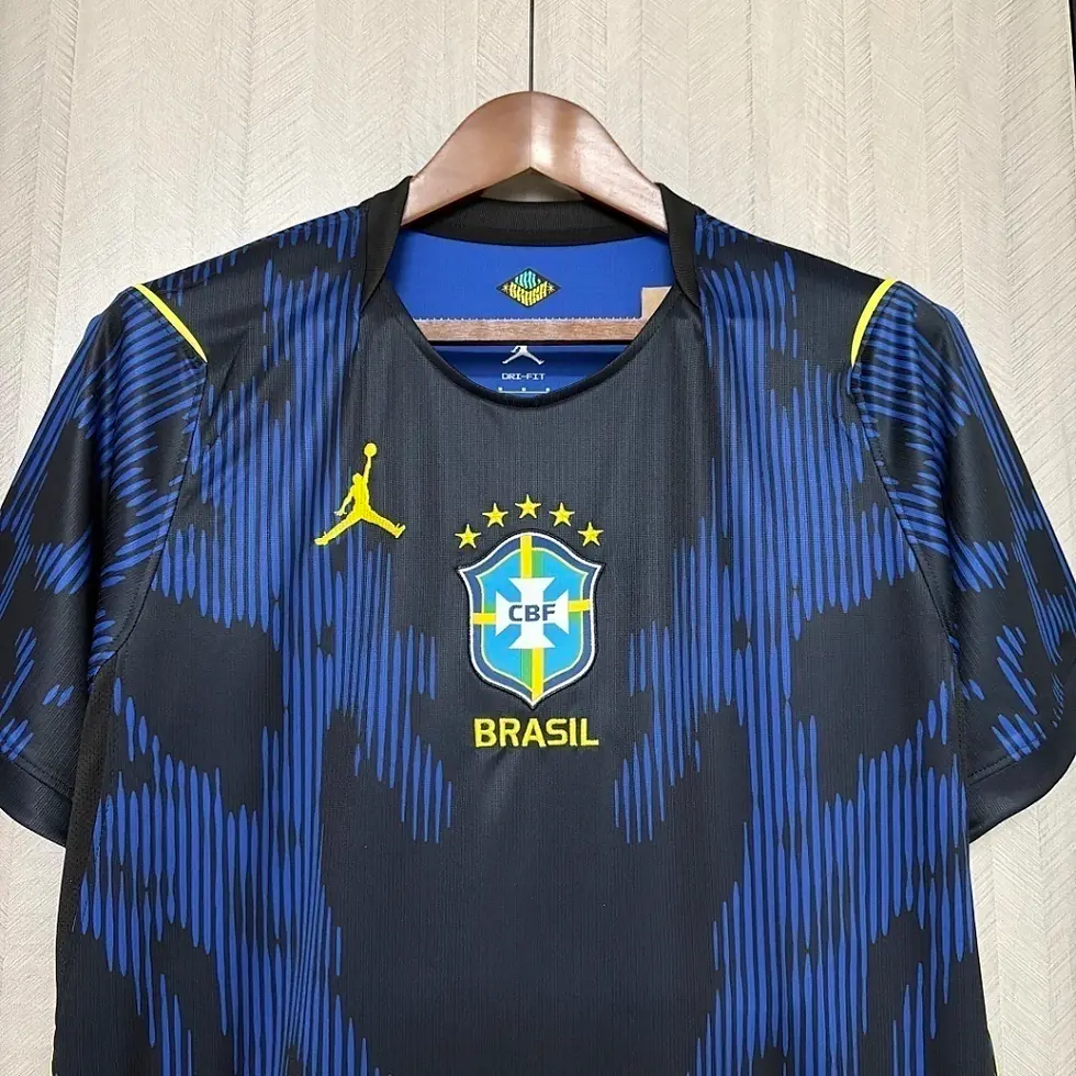 Miniatura: camisa-brasil-azul-torcedor-preto-preta-masculino-masculina-jordan-amarelo-ii-2
