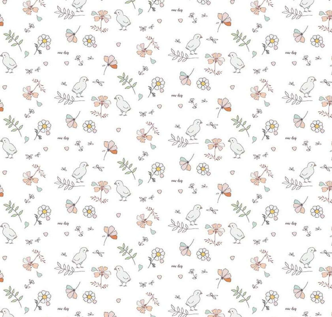 Riley Blake Hidden Cottage Birds Off White