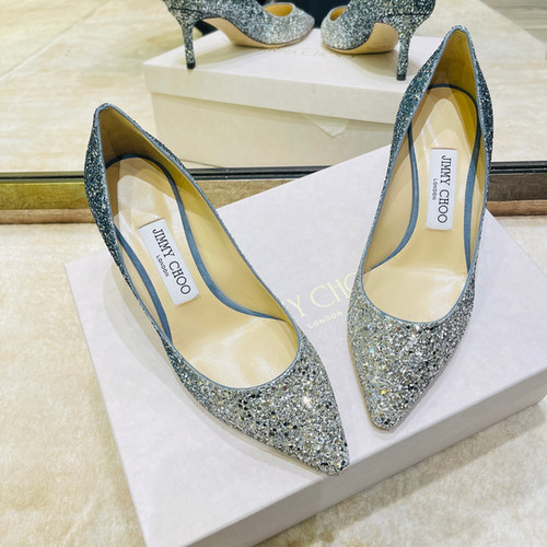 Jimmy Choo Romy 60mm Glitter Pump Silver/Blue | Mrs1000Shoes