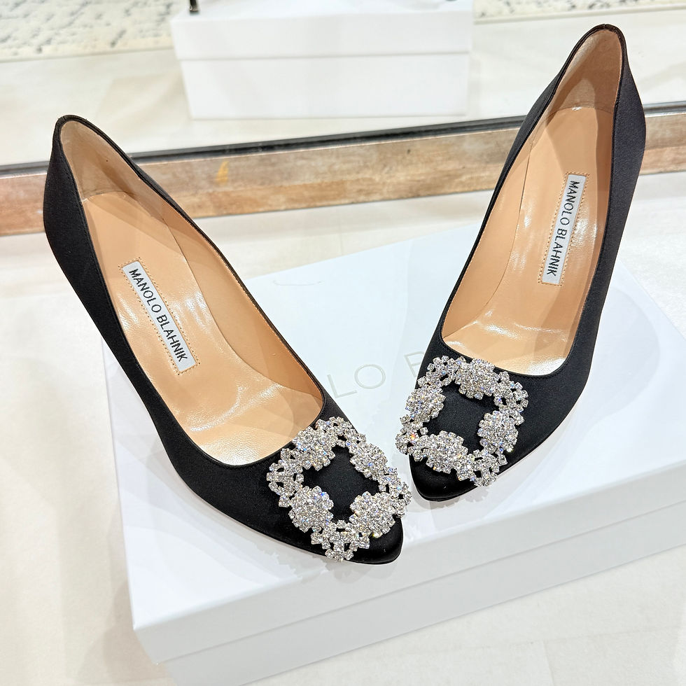 Thumbnail: Manolo Blahnik Hangisi 70 Clear Crystal Satin Black