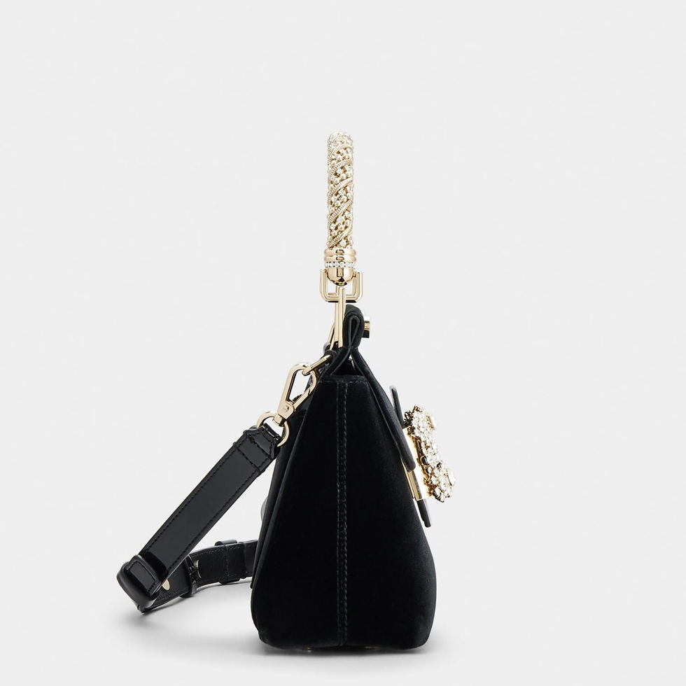 Thumbnail: Roger Vivier Viv’ Flower Strass Jewel Cabas Mini Bag in Velvet Black 