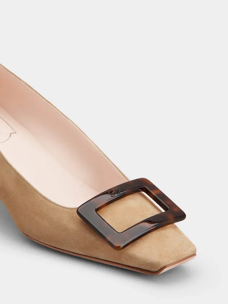 Thumbnail: Roger Vivier Belle Vivier 4.5cm Suede in Beige