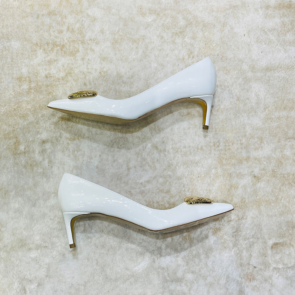 Thumbnail: Rupert Sanderson New Nora 55mm Ripple Buckle Patent in White