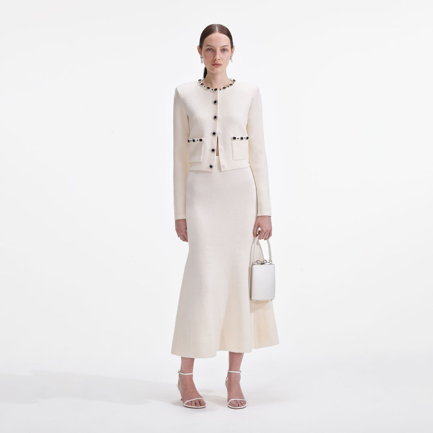 Self Portrait Cream Embellished cardigan 