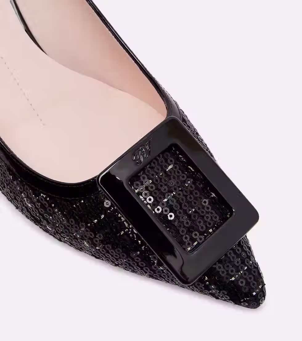 Thumbnail: Roger Vivier Slingback 55mm with black tweed sequins