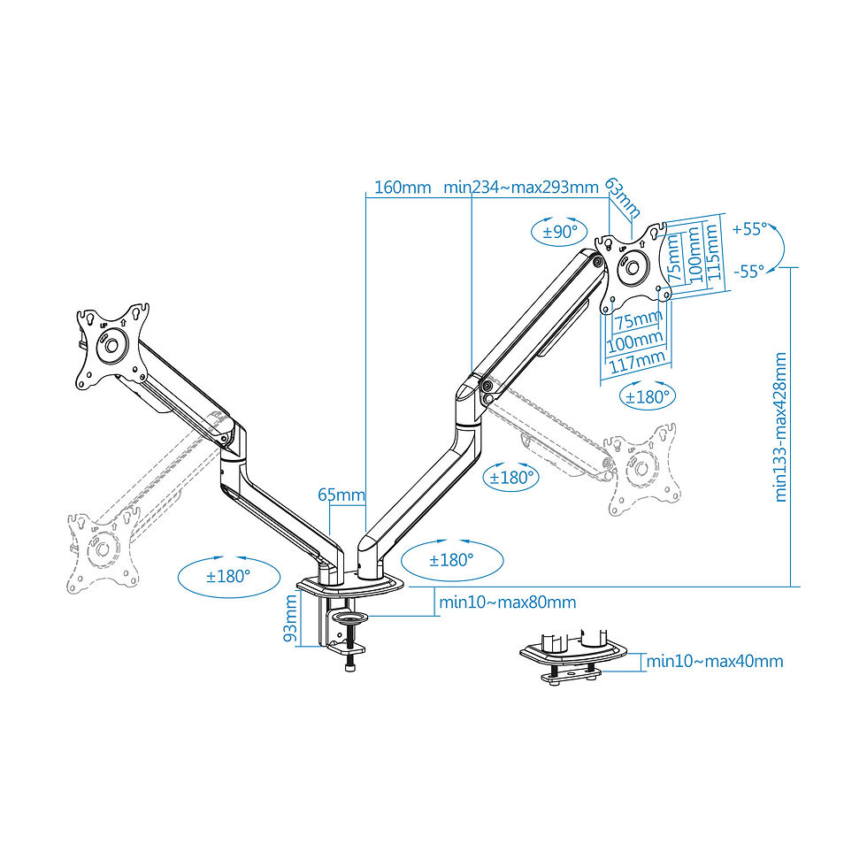 Miniatura: Soporte de mesa para 2 pantallas 17"-32"