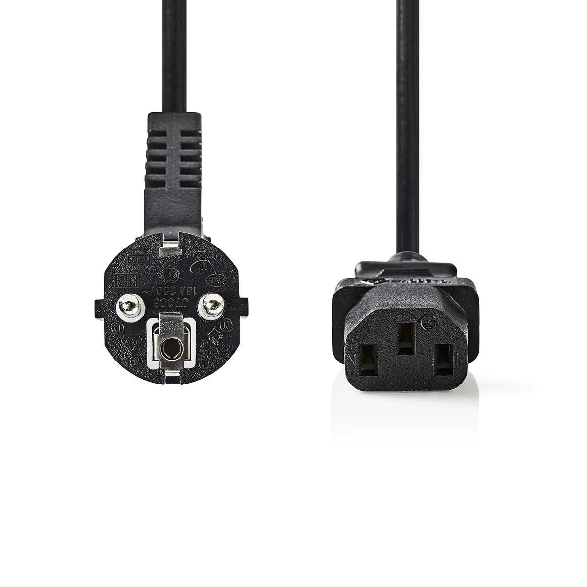 Cable de alimentación | Schuko Macho en Ángulo - IEC-320-C13 | 2,0 m | Negro de