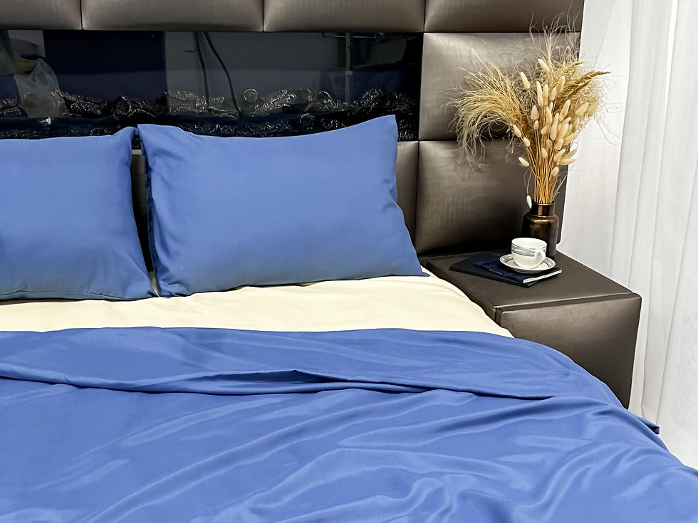 Thumbnail: Blue and cream bedding set