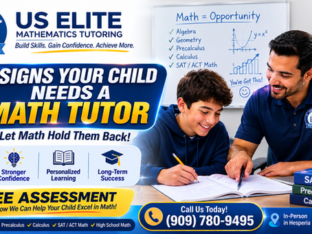US Elite Mathematics Tutoring student receiving one-on-one math tutoring in Hesperia, CA