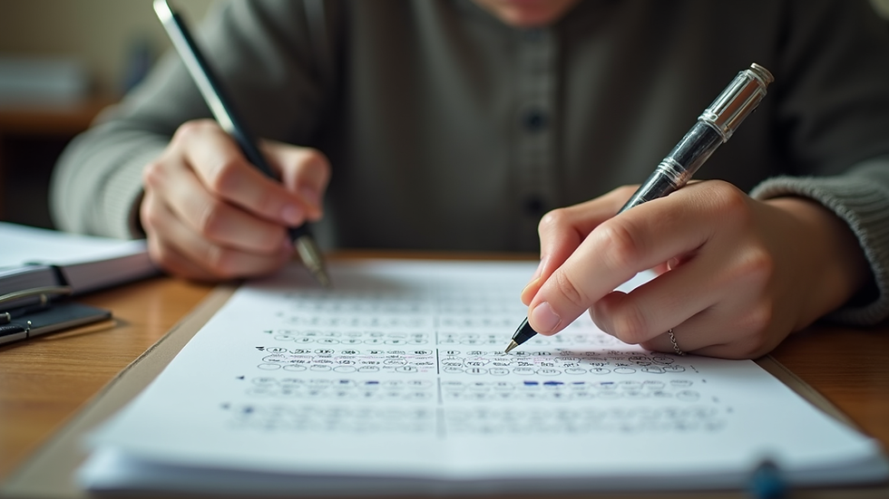 High angle view of a student completing an ACT practice test