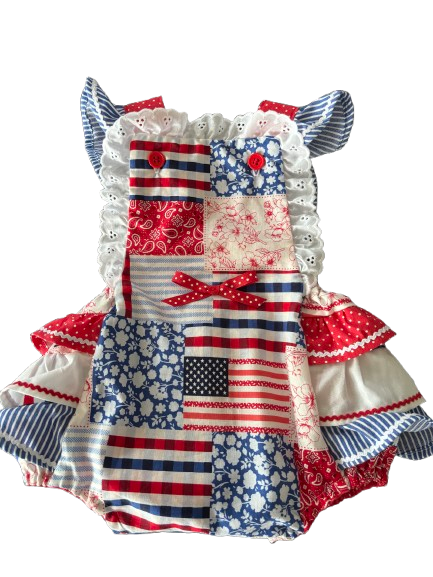 Liberty Belle Premiere Patchwork Ruffled Romper
