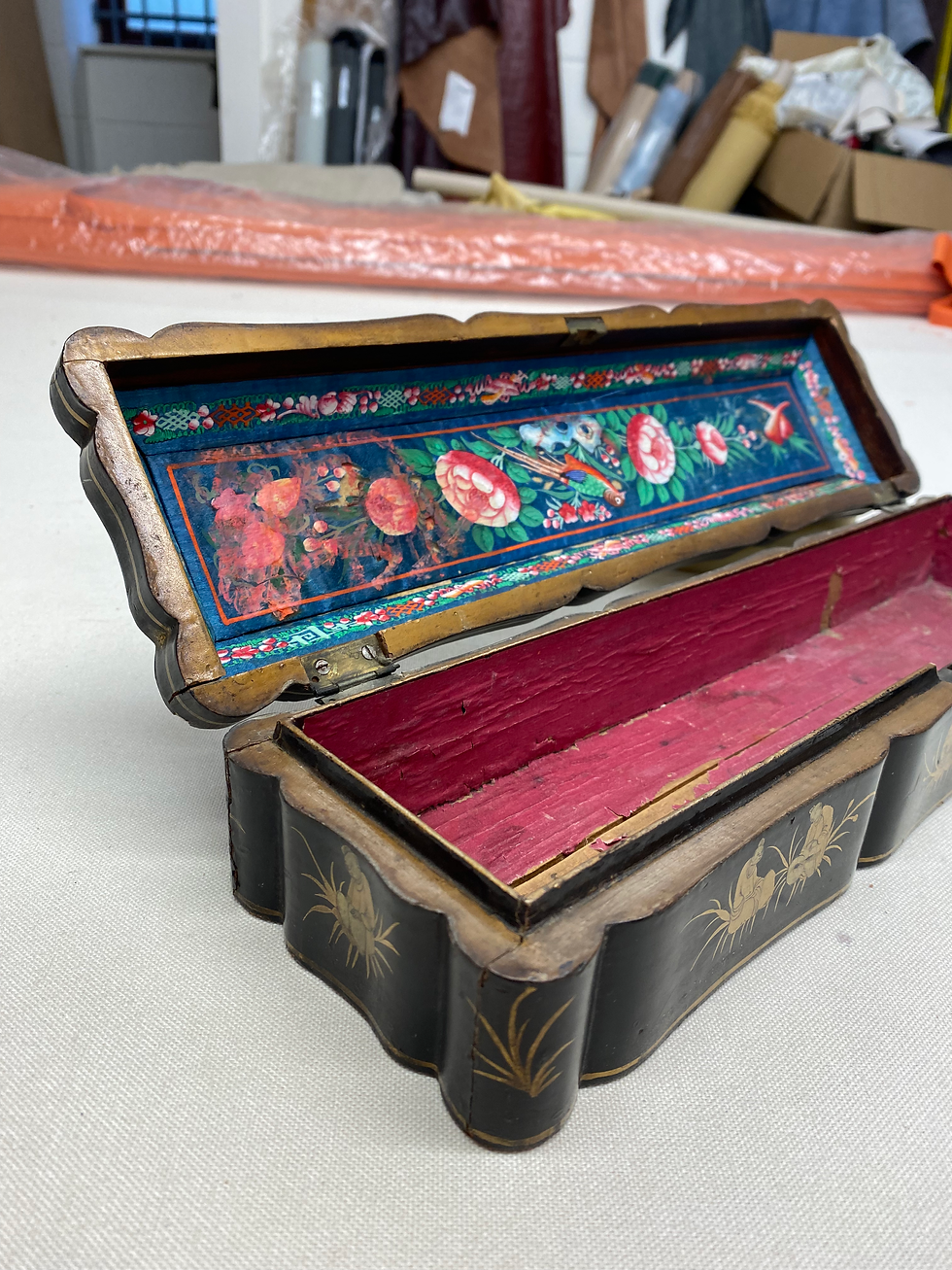 Thumbnail: Victorian papier-mâché ink stand and Box
