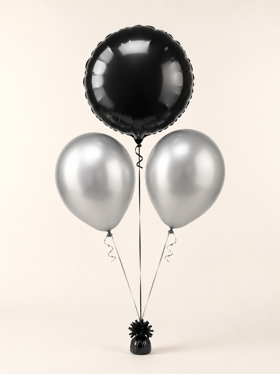 3 Balloon Bunch – Black & Silver