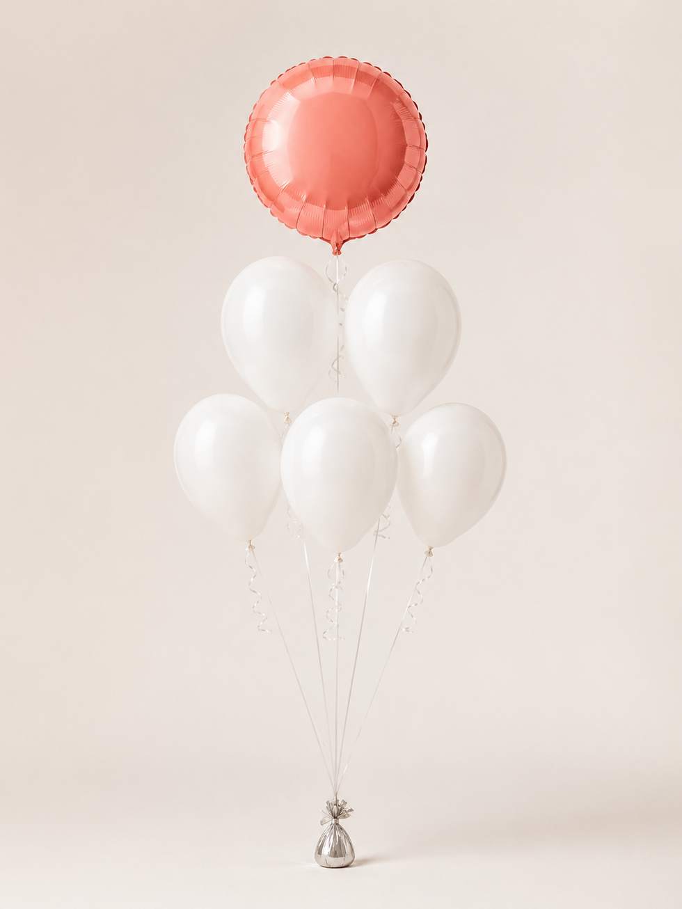 6 Balloon Bunch – Coral & White