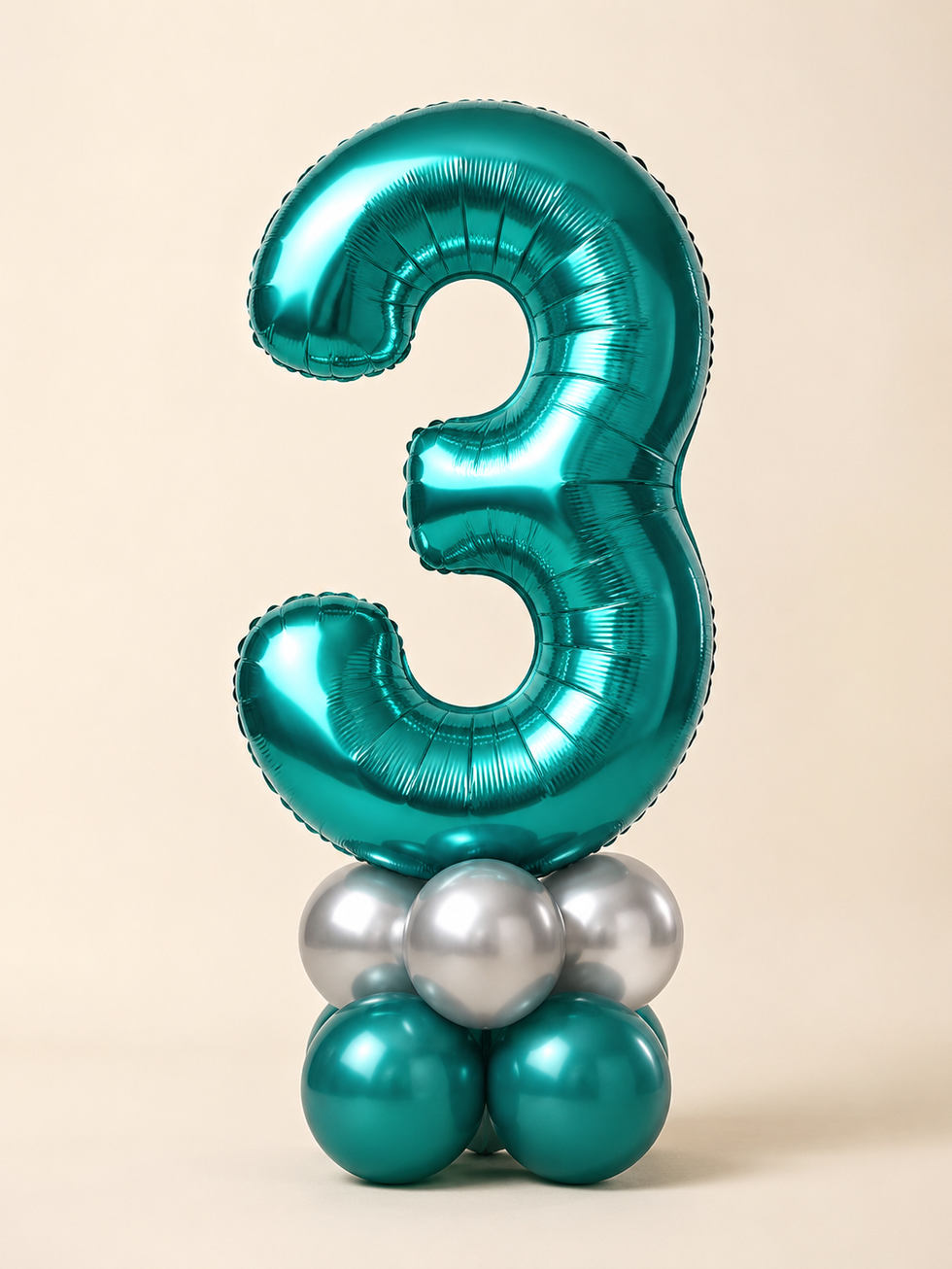Teal & Silver Single Helium Number
