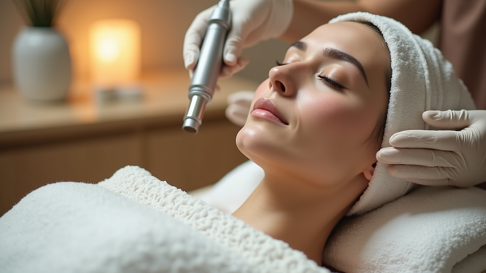 Close-up view of a spa treatment room with facial equipment
