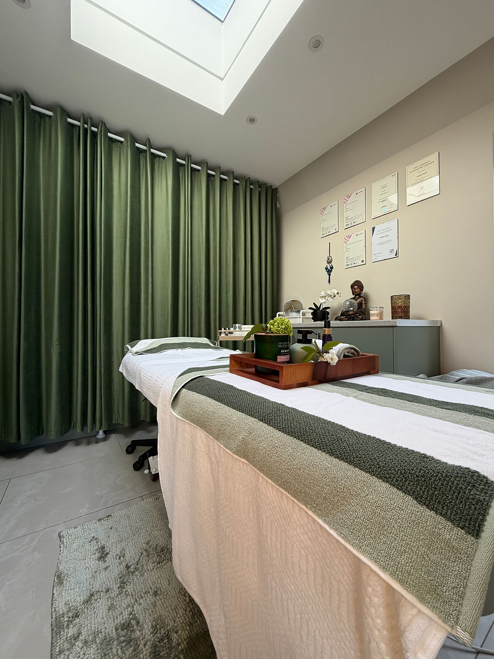 Clean and modern beauty treatment room setup at Kavita Beauty London home clinic