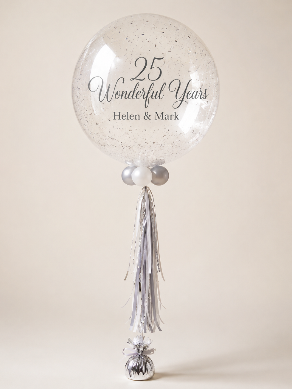 Personalised Helium Bubble Balloon – Silver Anniversary