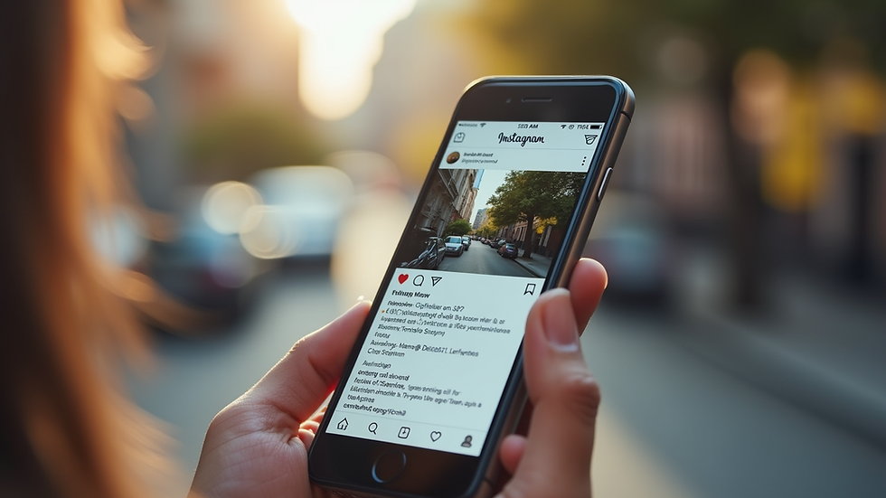 Close-up view of a smartphone showing a small business Instagram page