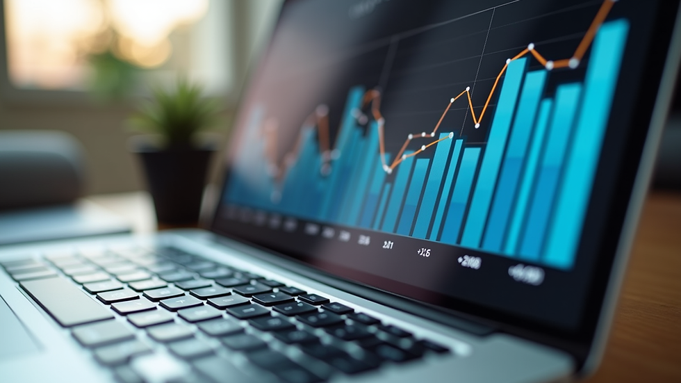 Eye-level view of a laptop screen showing social media analytics