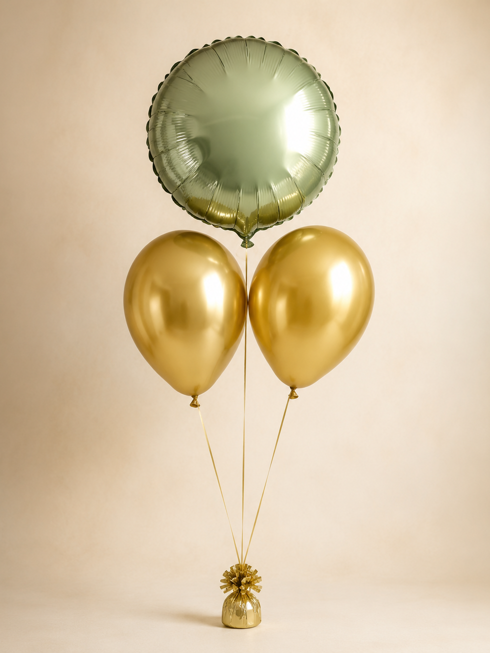 3 Balloon Bunch – Sage & Gold