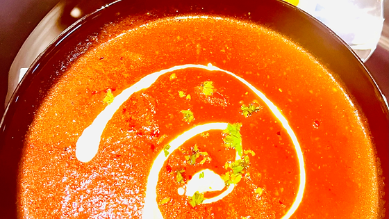 Tomato soup and garlic croutons