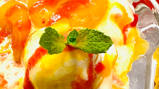Caramelized apricot with vanilla ice-cream