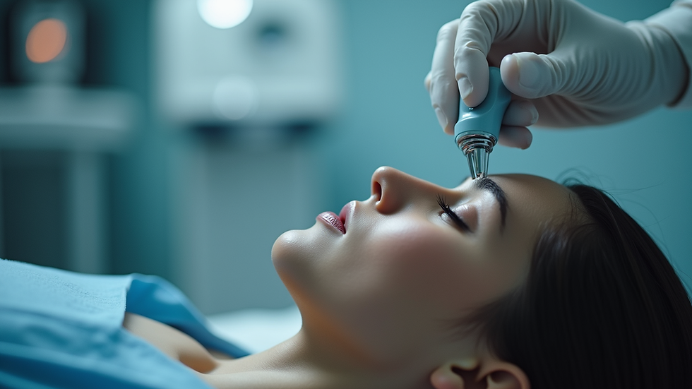 Close-up view of TMS coil positioned on patient's head during therapy