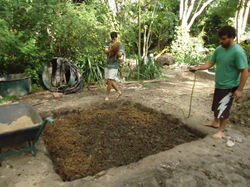 arcilla, arena, tierra, paja y aqua