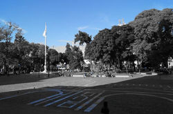 Bandera, Catedral y Cielo en el piso