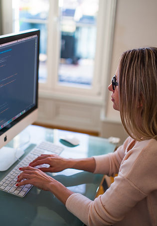 Woman Coding Desktop