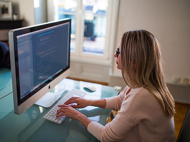 Woman Coding Desktop
