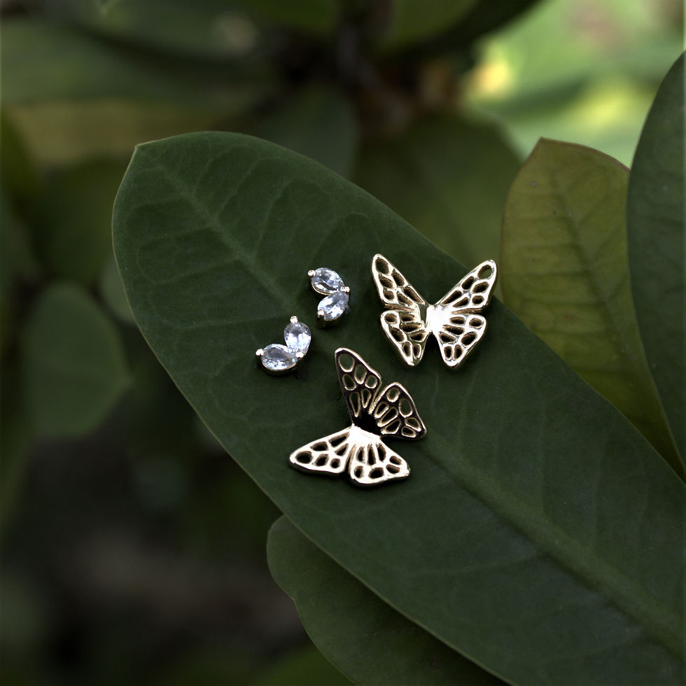 Gold stud earrings