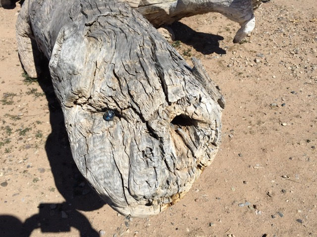 If you walk around this creature, you’ll see this rugged, ancient face.